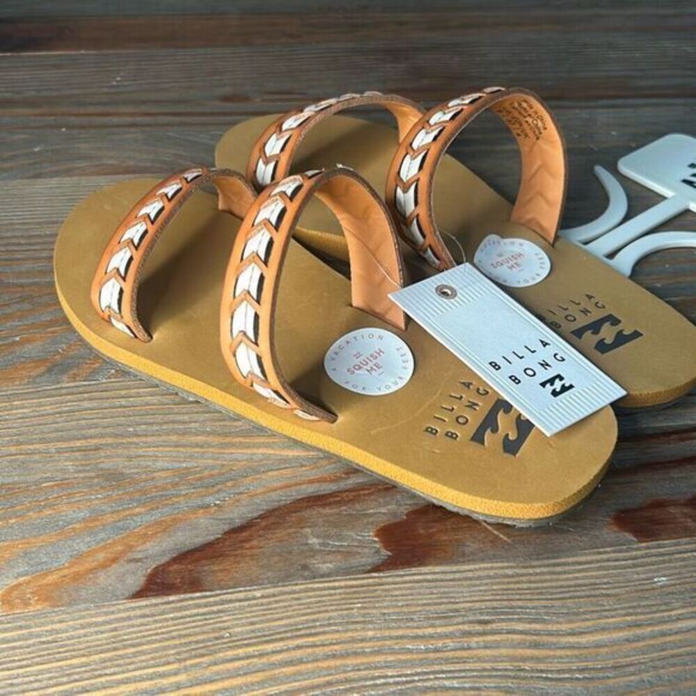 Billabong tan Nori Slider Sandals beach light weight‎ Eva comfort footbed - Picture 3 of 7